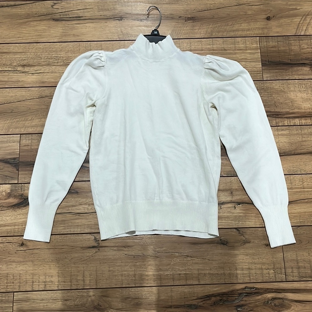 Marled Reunited Clothing off White Puff Sleeve Turtleneck Sweater Size XS